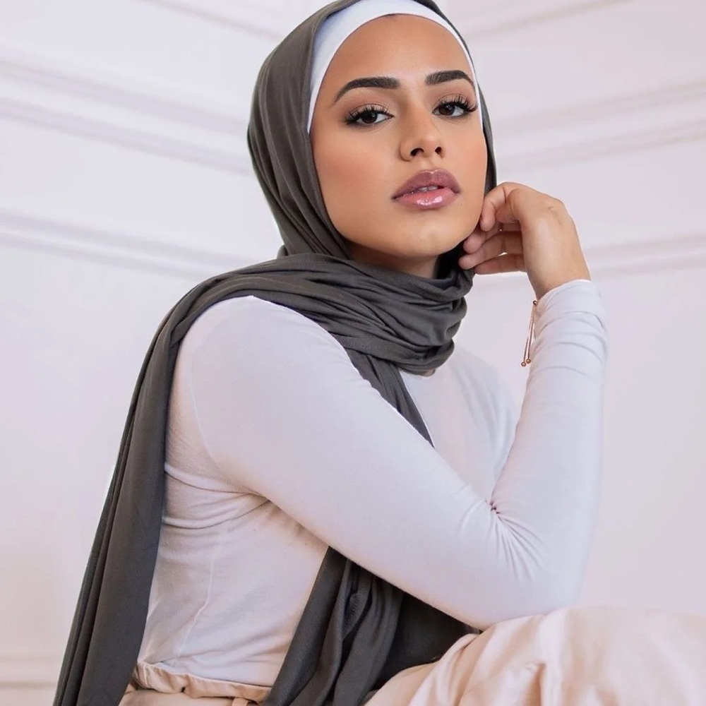 Super soft and stretchy jersey hijabs shawl Dark Gray hijab
